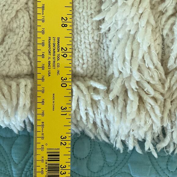 Vintage Amano Beige Wool Cable Knit Womens Size Large Zipped Cardigan Sweater - Picture 8 of 11